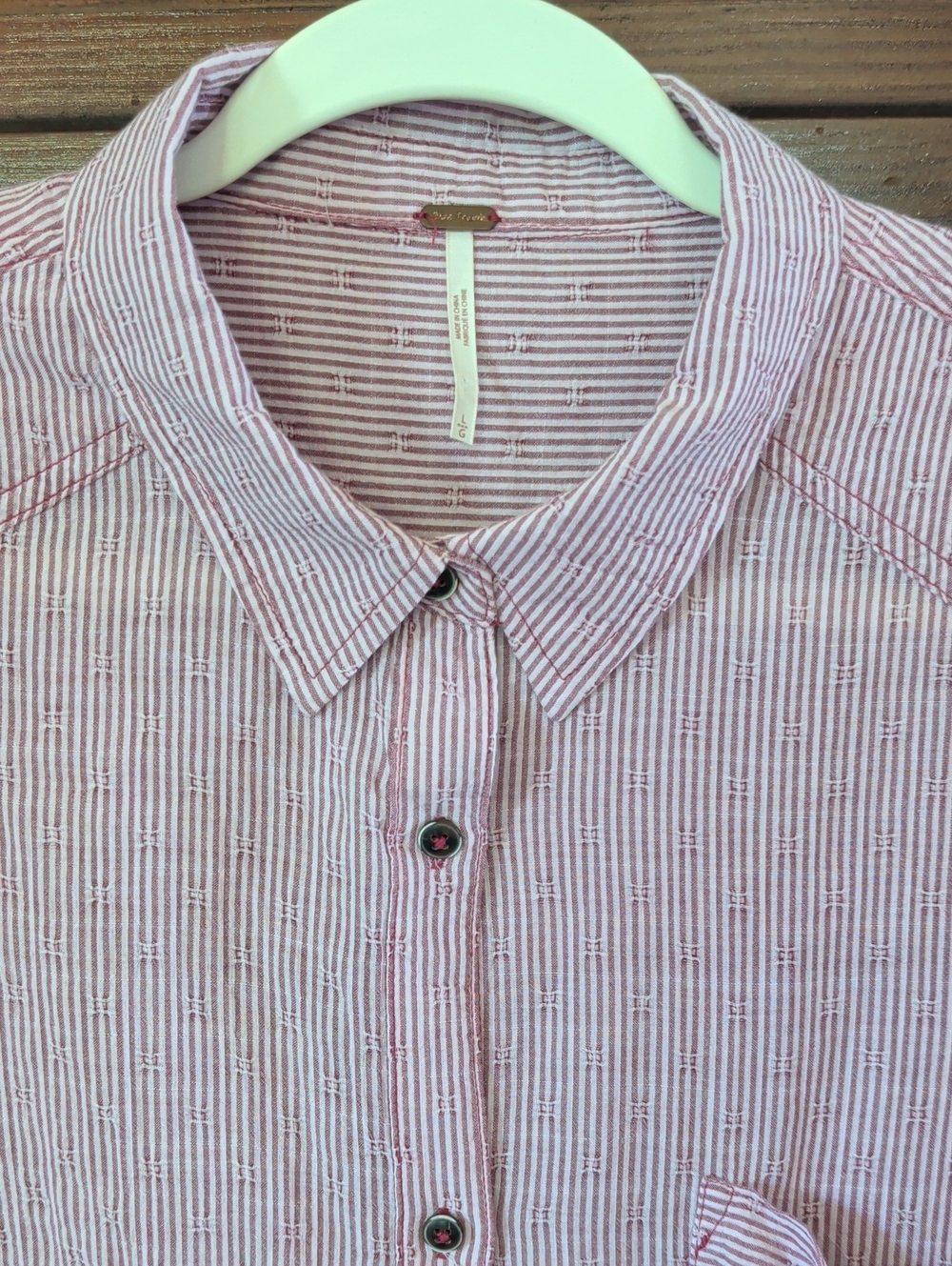 Oversized Free People Micro Stripe Button Down Long Sleeve L
